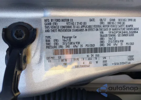 2017 Ford Focus Se из США, поврежденный, VIN 1FADP3K24HL322864